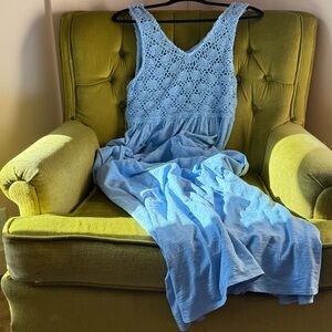 Aerie Light Blue Crochet Dress